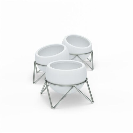 Umbra Umbra 1013191-670 Potsy Planter; White & Nickel - Set of 3 1013191-670